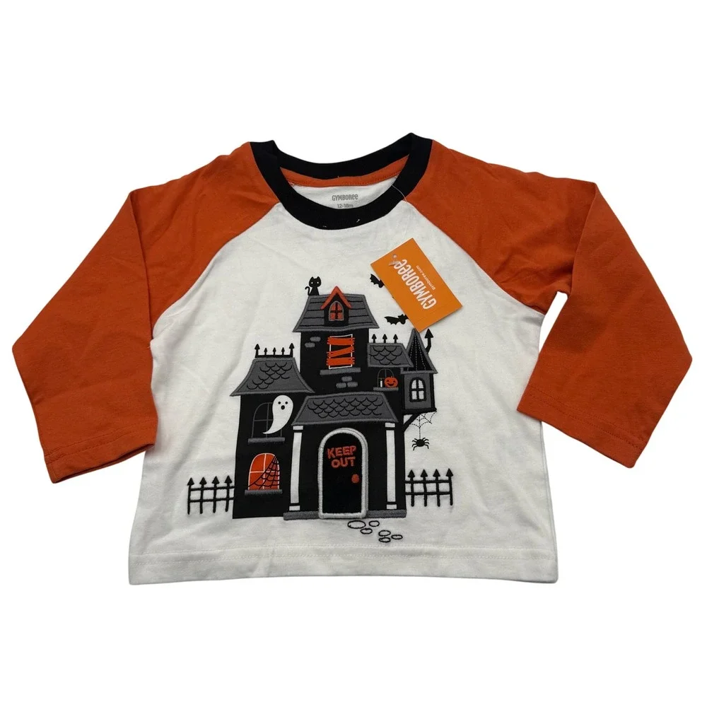 Gymboree Halloween Keep Out Haunted House Raglan Shirt 12-18M NWT